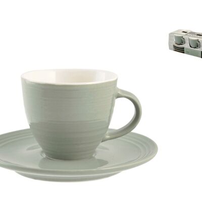 Pack of 6 Coffee Cups with Plate New Bone China Green Good Morning 80 cc Consisting of: 6 Coffee Cups 8x5.5x6 cm 0.080 kg, 6 Saucers 12x1.5x12 cm 0.110 kg