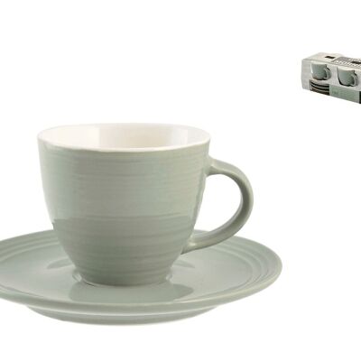 Confezione 6 Tazze Caffè con Piatto New Bone China Verdi Good Morning 80 cc Composto da: 6 Tazze Caffè 8x5,5x6 cm 0,080 kg, 6 Piattini 12x1,5x12 cm 0,110 kg