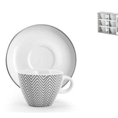 Pack de 6 Tazas de Café de Porcelana Ti sue decoración con Plato 100cc