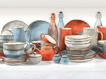 Salière et poivrière toscane en porcelaine couleurs assorties 8