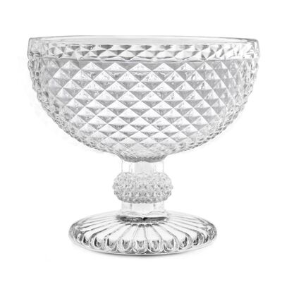 Multipurpose glass diamond cup with foot 11 cm