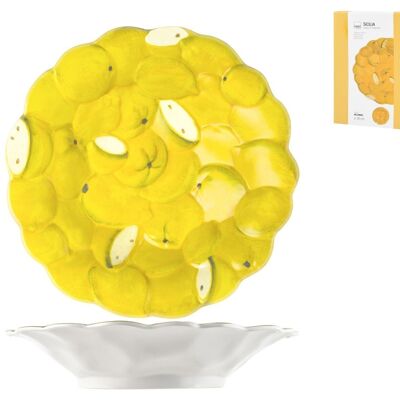 Coppa tonda Sicilia in melamina decoro limoni cm 38x8 h