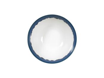 Denver Art petit bol en grès blanc avec bordure bleue cm 16 2