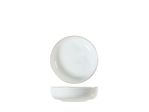 Coppetta Pearl in porcellana bianca con filo oro cm 15.