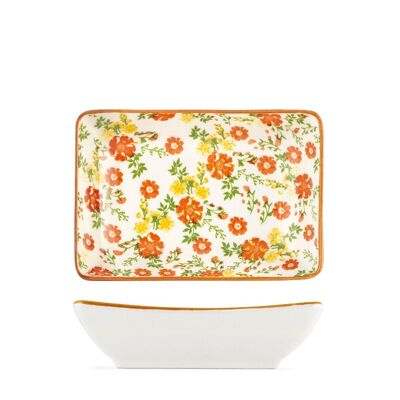 Colourfull rectangular bowl in decorated porcelain cm 7x10x2,5h.