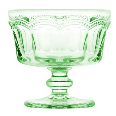 Green glass cup with Barocco foot 18, 5 cl