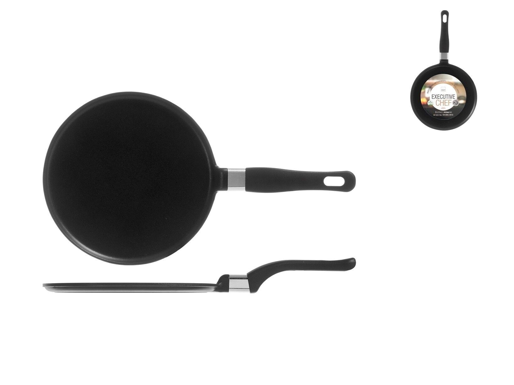 Crepiera 1 manico Executive Chef in alluminio pressofuso con rivestimento antiaderente cm 20. Garanzia 2 anni