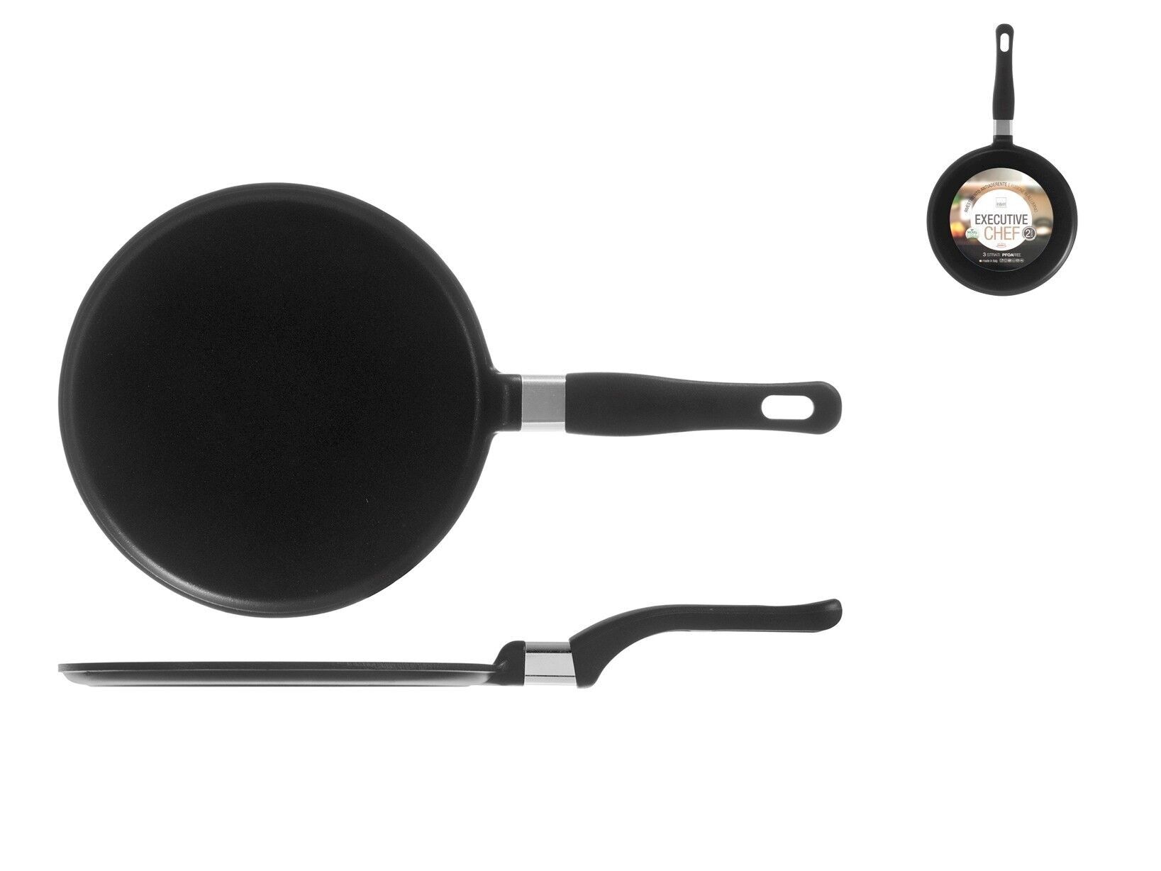 Crepiera 1 manico Executive Chef in alluminio pressofuso con rivestimento antiaderente cm 28. Garanzia 2 anni