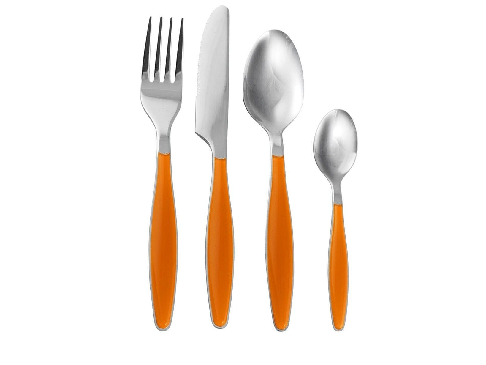 Damenkaffeelöffel aus Edelstahl mit orangefarbenem Kunststoffgriff 15 cm