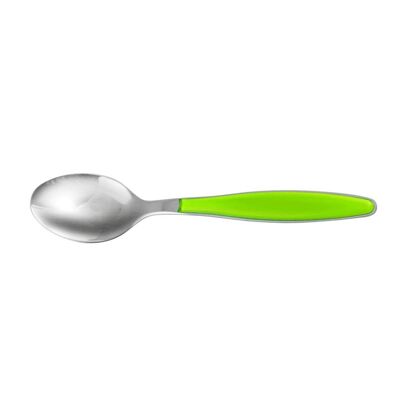 Lady coffee spoon in stainless steel with green plastic handle 15 cm