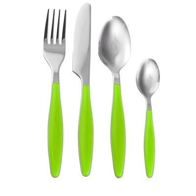 Lady stainless steel table spoon with green plastic handle 20 cm