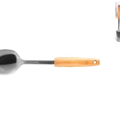 Stainless steel spoon with wooden handle