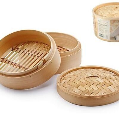 3 Pieces Bamboo Steamer 20 cm