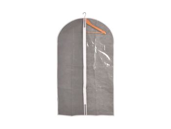 Pochette à vêtements penderie grise en polypropylène gris avec zone transparente et zip 60x100 cm 5