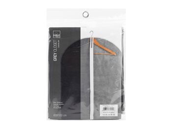 Pochette à vêtements penderie grise en polypropylène gris avec zone transparente et zip 60x100 cm 6