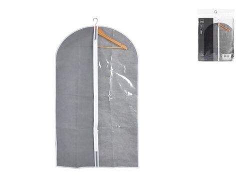 Custodia abiti Grey closet in polipropilene grigio con zona trasparente e zip cm 60x100