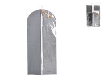 Pochette à vêtements penderie grise en polypropylène gris avec zone transparente et fermeture éclair cm 60x135 h 4
