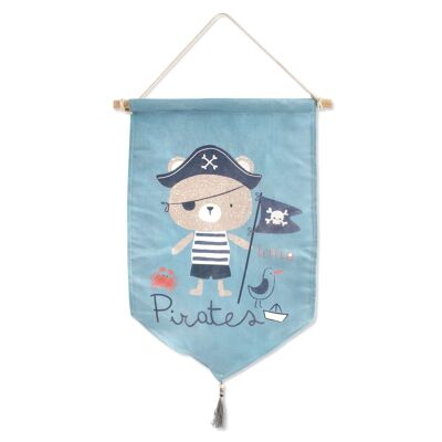 Pirate hanging banner decoration in decorated fabric 35x55 cm