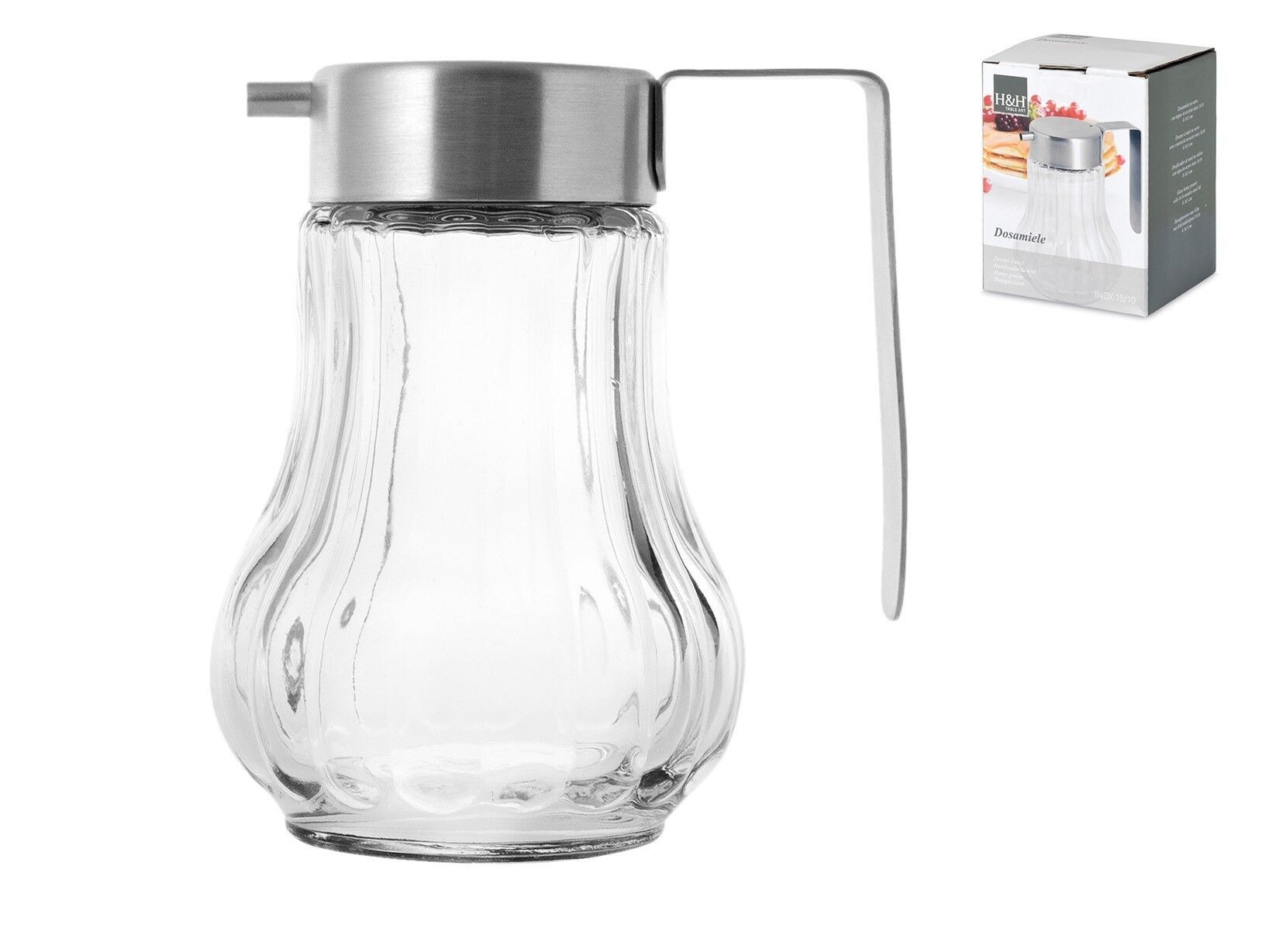 Glass honey dispenser Stainless steel cap
