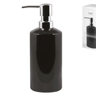 Design round bathroom soap dispenser in black ceramic