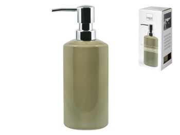 Distributeur de savon de salle de bain rond design en céramique vert sauge 3