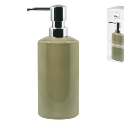 Design round bathroom soap dispenser in sage green ceramic