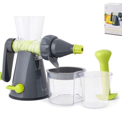 Green Line manual juice extractor in green and gray plastic