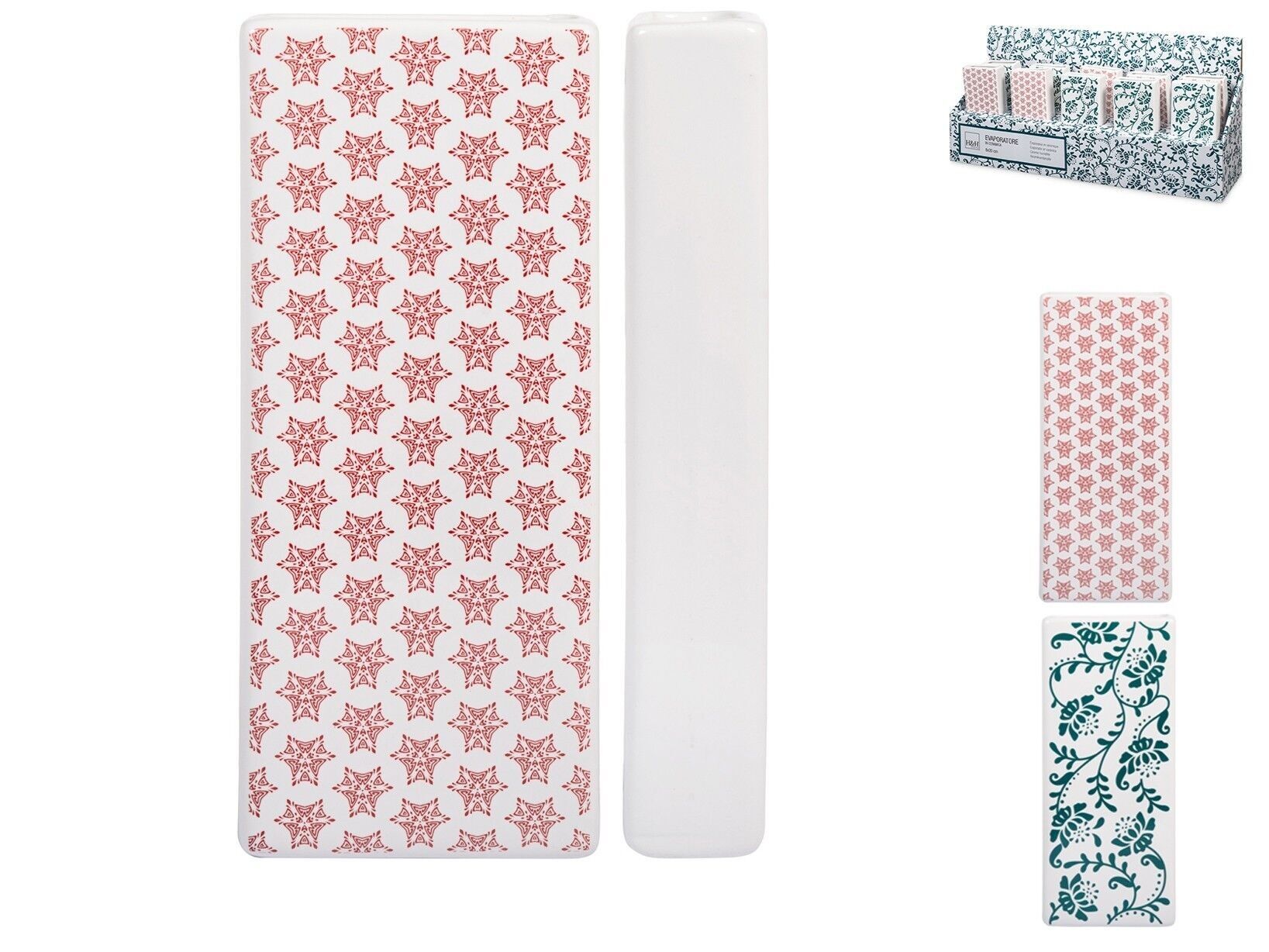 Evaporatore rettangolare Grace in ceramica decoro assortito