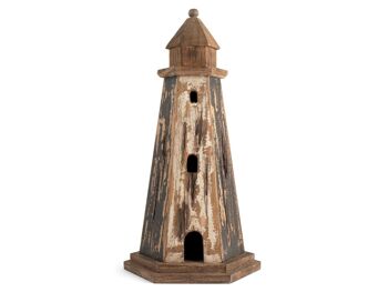 Phare égéen en bois décoré cm 23x44 h 2