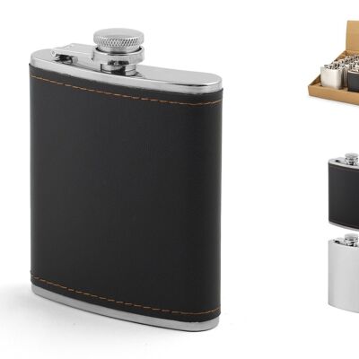 18/10 stainless steel flask and assorted eco-leather 220 ml. Measurements 9x12x2 stainless steel weight 0.100 eco-leather weight 0.120.