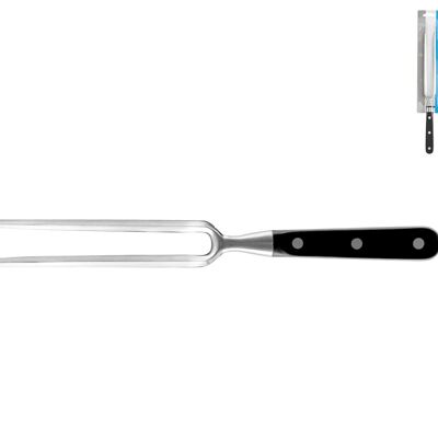 Professional fork, stainless steel blade, black ABS riveted handle 18 cm.