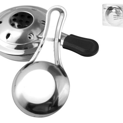 9 cm stainless steel fondue burner.Safe flame-resistant lid, anti-scald handle adjuster, easy disassembly, it is recommended to dry after washing.