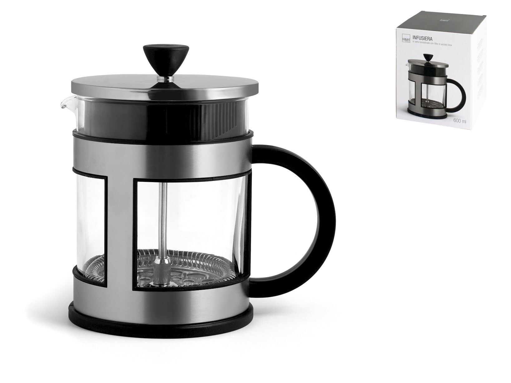 Infuser aus Borosilikatglas mit 600 cc Edelstahlfilter