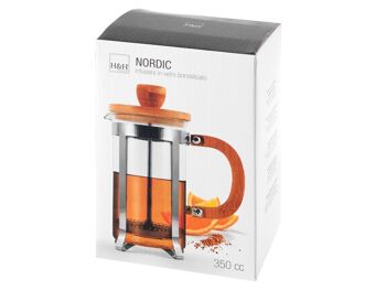 Infuseur nordique en verre borosilicaté avec filtre en acier inoxydable et avec poignée et bouton en bambou cc 350 5