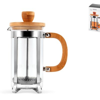 Nordic infuser in borosilicate glass with stainless steel filter and with bamboo handle and knob cc 350