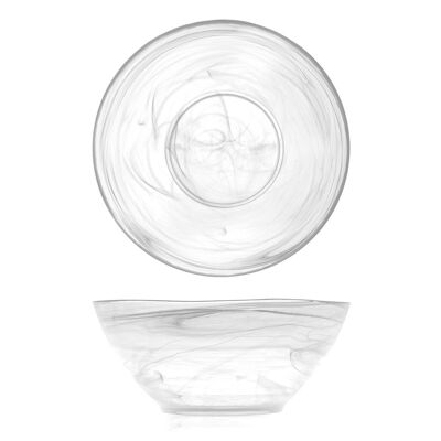 Alabaster salad bowl in white glass 23 cm