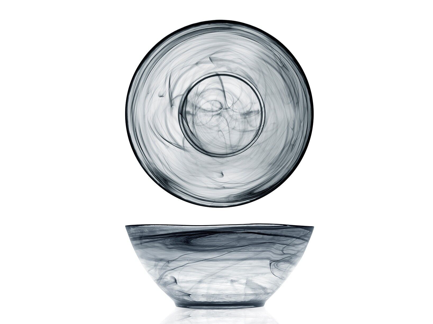 Alabaster salad bowl in black glass 23 cm