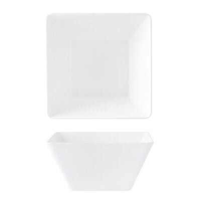 High square salad bowl 100% White Melamine 21 cm