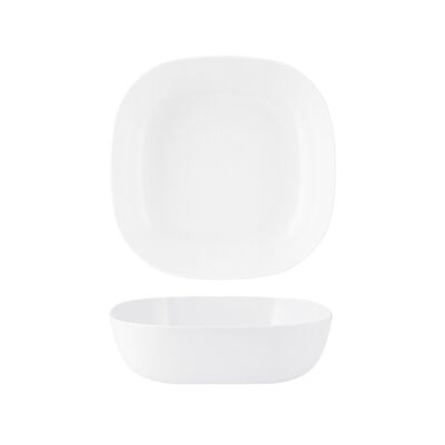 Low square salad bowl 100% White Melamine 18 cm