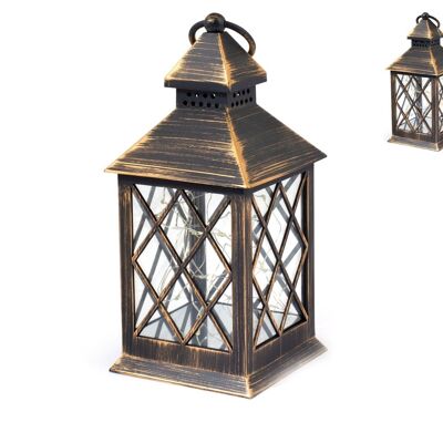 Led copper-plated plastic lantern, powered by AAA batteries not included