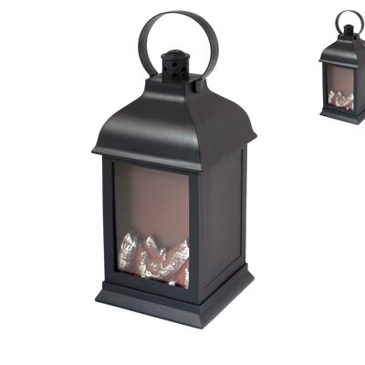 Fire effect LED copper-plated plastic lantern, powered by 3 AAA batteries not included