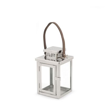 Slver Colors Stainless Steel Lantern and Leather Handle 13X13XH22