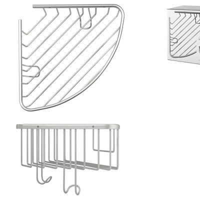 Corner shelf in anodized aluminum with 2 hangers and screws and plugs supplied cm 22x22x14 h