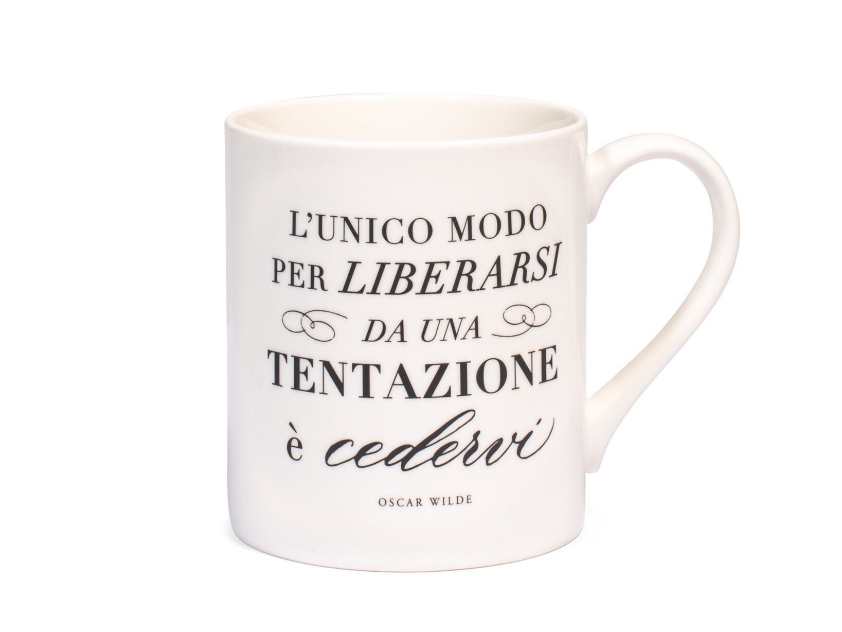 Aphorisms mug in ivory and black new bone china cc 350.