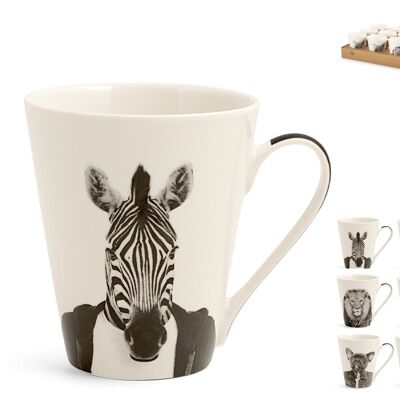 Animals Black & white mug in new bone china with assorted decorations cc 310..