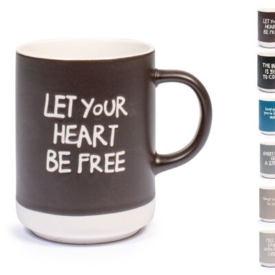 Attitude mug in new bone china decorated in assorted colors cc 385.