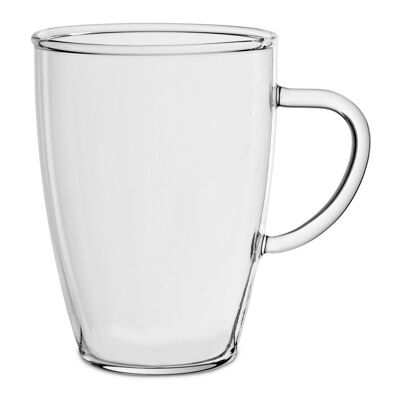 Convex mug in borosilicate glass with handle cl 35
