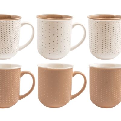 Cinnamon mug in new bone china without plate, assorted colors and decorations cc 380