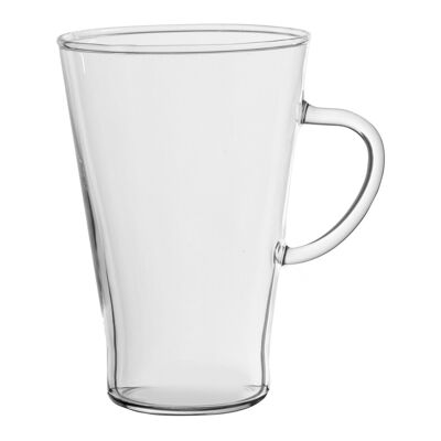 conical mug in borosilicate glass with handle cl 40