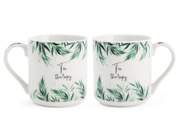 Mug décor de feuilles en porcelaine neuve de forme cylindrique cc 370 décors assortis. 7